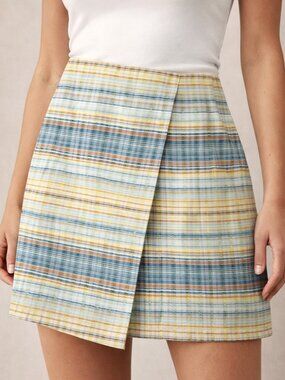 Esprit Coastal Retro Plaid Cotton Skirt - Size Small - NWT